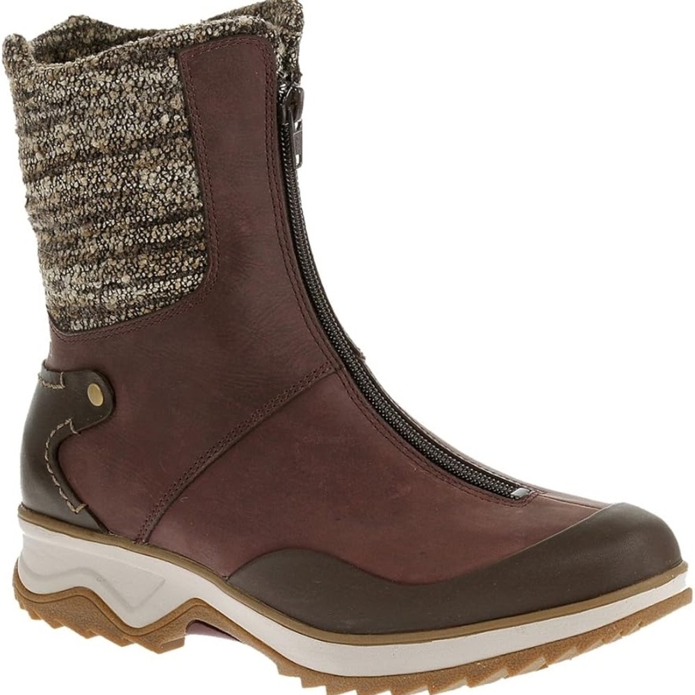 MERRELL Women's Wine Red Waterproof Boots With Front Zip & Round Toe - 9